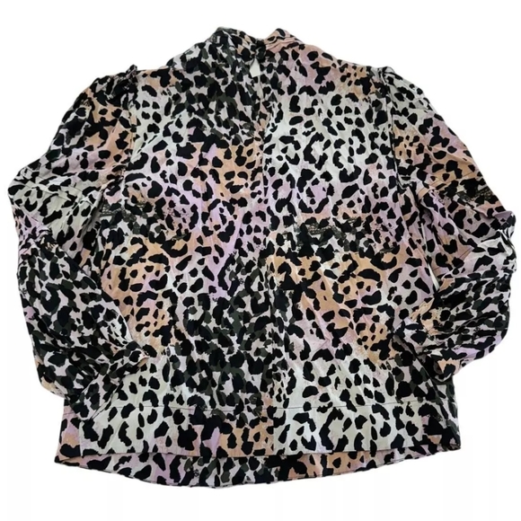 Veronica Beard Animal Print Blouse Women's Size 6 Silk, Polyester - Picture 5 of 6